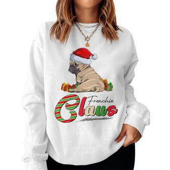 Frenchie Claus Dog Lovers Santa Hat Ugly Christmas Sweater Women Sweatshirt - Monsterry