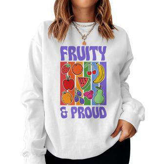 Fruity And Proud Lgbtq Gay Pride Rainbow Fruit Women Sweatshirt | Mazezy