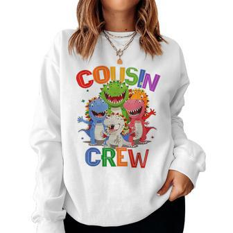 Funny Cousin Crew Grandma Dino Grandpa Saurus Camp T-Rex Women Crewneck Graphic Sweatshirt - Seseable