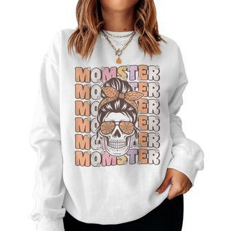 Momster Spooky Mama Groovy Halloween Costume For Moms Women Sweatshirt - Seseable