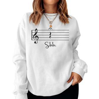 Music Notes Shh Quarter Fermata Teacher Women Sweatshirt | Mazezy
