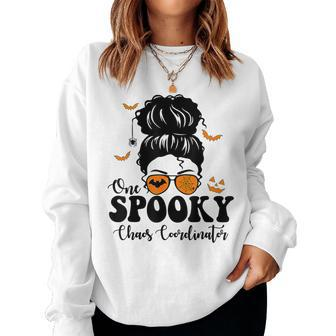 Spooky Chaos Coordinator Messy Bun Halloween Women Sweatshirt - Seseable