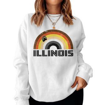 Gay Bear Illinois Rainbow Pride Vintage Distressed Women Sweatshirt | Mazezy