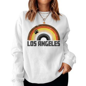 Gay Bear Los Angeles Rainbow Pride Vintage Distressed Women Sweatshirt | Mazezy