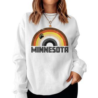 Gay Bear Minnesota Rainbow Pride Vintage Distressed Women Sweatshirt | Mazezy
