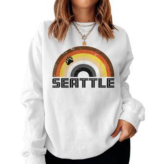Gay Bear Seattle Rainbow Pride Vintage Distressed Women Sweatshirt | Mazezy