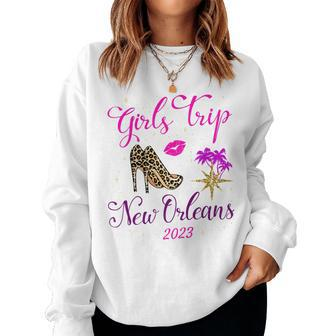 Girls Trip New Orleans 2023 For Women Weekend Birthday Squad Women Crewneck Graphic Sweatshirt - Thegiftio UK