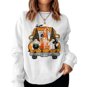 Gnome Witch Halloween Pumpkin Autumn Fall Holiday Women Sweatshirt | Mazezy DE