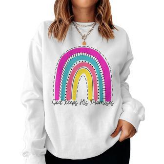 God Keeps His Promises Colorful Boho Rainbow Christian Women Sweatshirt | Mazezy