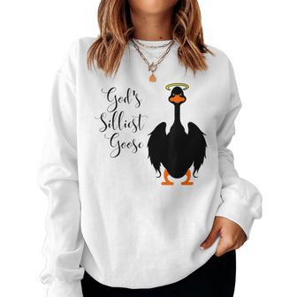 Gods Silliest Goose Black Women Sweatshirt | Mazezy