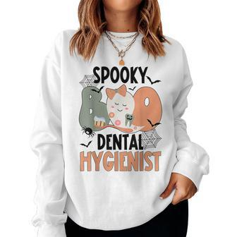 Groovy Halloween Spooky Dental Hygiene Dentist Hygienist Women Sweatshirt - Monsterry