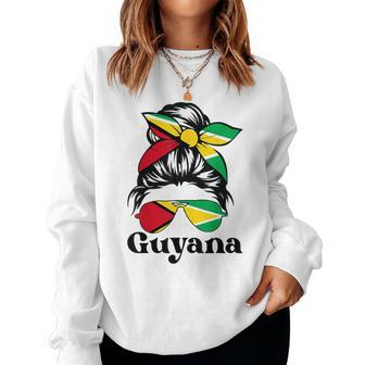 Guyana Girl Pride Guyanese Girl Guyana Messy Bun Women Sweatshirt | Mazezy