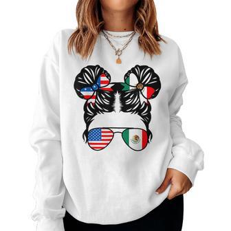 Half American Half Mexican Girl Usa Mexico Flag Patriot Women Sweatshirt - Seseable
