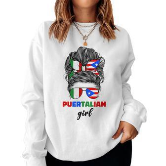 Half Italian And Puerto Rican Rico Italy Flag Girl For Women Women Crewneck Graphic Sweatshirt - Seseable
