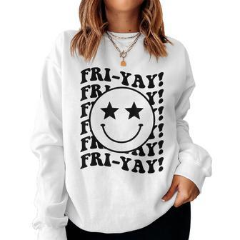 Happy Fri-Yay Black Smile Friday Lovers Fun Teacher Nurse Women Sweatshirt - Seseable