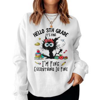 Hello Third Grade Funny 3Th Grade Back To School Women Crewneck Graphic Sweatshirt - Seseable