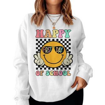 Hippie Happy First Day Of School For Teacher Kids 2023 For Teacher Women Sweatshirt | Mazezy