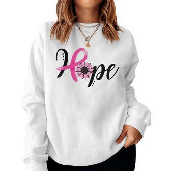 Hope Sunflower Leopard Pink Ribbon Breast Cancer Awareness Women Sweatshirt | Mazezy
