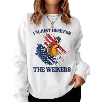 Hot Dog Im Just Here For The Wieners 4Th Of July Women Sweatshirt | Mazezy
