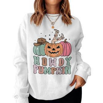Howdy Pumpkin Western Fall Rodeo Womens Halloween Halloween Women Sweatshirt | Mazezy AU