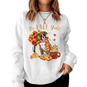 Its Fall Yall Boxer Dog Halloween Autumn Boxer Women Sweatshirt | Mazezy