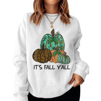 It's Fall Y'all Pumpkin Leopard Halloween Autumn Women Halloween Women Sweatshirt | Mazezy