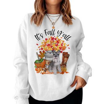 It's Fall Y'all Schnauzer Dog Halloween Thanksgiving Dog Halloween Women Sweatshirt | Mazezy