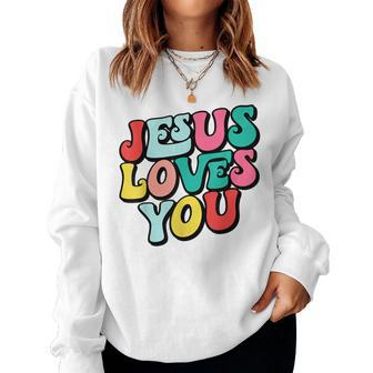 Jesus Loves You Retro Vintage Style Graphic Womens Women Sweatshirt | Mazezy DE