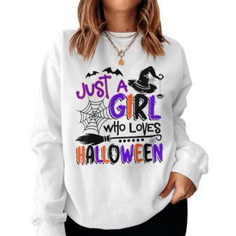 Just A Girl Who Loves Halloween Halloween Costume Women Sweatshirt - Monsterry UK