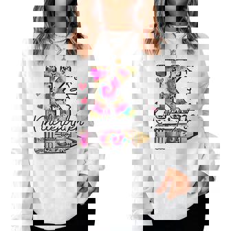 K Is For Kindergarten Teacher Tie Dye Leopard Back To School Women Sweatshirt - Seseable