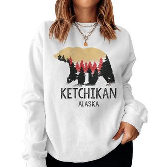 Ketchikan Alaska Vintage Grizzly Bear Nature Souvenir For Bear Lovers Women Sweatshirt | Mazezy