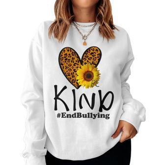 Be Kind Unity Day Orange Anti Bullying Leopard Heart Women Sweatshirt - Seseable