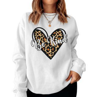 Be Kind Unity Day Orange Anti Bullying Leopard Heart Women Sweatshirt | Mazezy