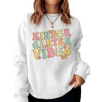 Kindergarten Vibes Hello Kindergarten Teacher Kids Retro Women Sweatshirt | Mazezy