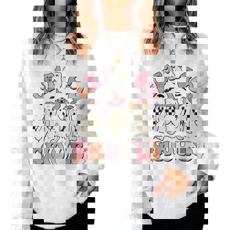 Let's Go Ghouls Halloween Ghost Outfit Costume Retro Groovy Women Sweatshirt - Seseable