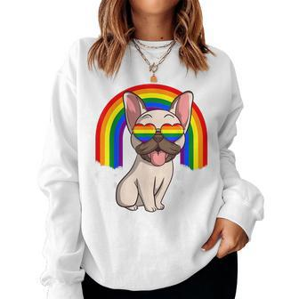 Lgbt French Bulldog Dog Gay Pride Rainbow Frenchie Women Sweatshirt | Mazezy