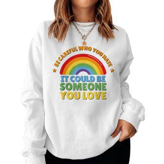 Lgbtq Proud Day Rainbow Gay Pride Spread Love Ally Women Sweatshirt | Mazezy