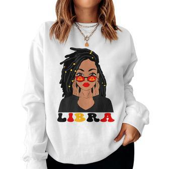 Libra Girl Afro Loc'd Woman Zodiac Signs Birthday Girl Women Sweatshirt - Thegiftio UK