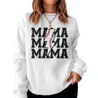 Lightning Bolt Mama Softball Baseball Sport Mom Mother's Day Women Sweatshirt - Seseable