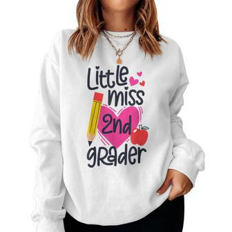 Little Miss 2Nd Grader First Day Of Second Grade Girls Women Crewneck Graphic Sweatshirt - Monsterry DE