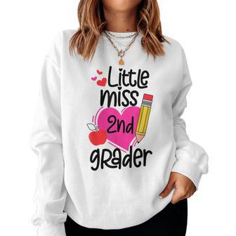 Little Miss 2Nd Grader First Day Of Second Grade Girls Women Sweatshirt | Mazezy