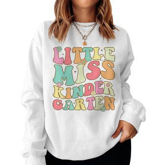 Little Miss Kindergarten Girls Back To School Retro Daughter Women Sweatshirt - Seseable