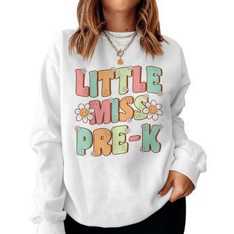 Little Miss Prek Girls Back To School Retro Daughter For Daughter Women Sweatshirt | Mazezy