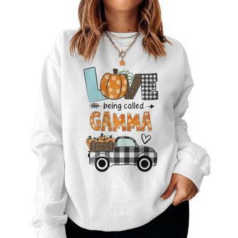 Love Being Called Gamma Pumpkins Truck Fall Halloween Women Sweatshirt | Mazezy