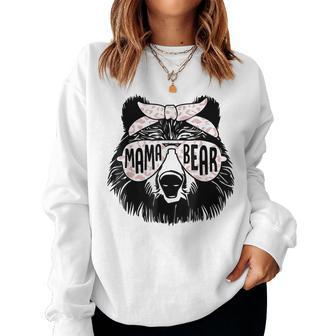 Mama Bear Face Sunglasses Mother Mothers Day Gift Women Crewneck Graphic Sweatshirt - Seseable