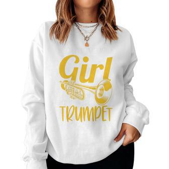 Marching Band Never Underestimate A Girl With Her Trumpet Women Sweatshirt - Thegiftio