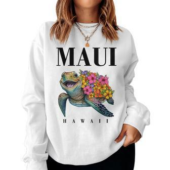 Maui Hawaiian T Turtle Hibiscus N Girl Hawaii Women Sweatshirt - Seseable