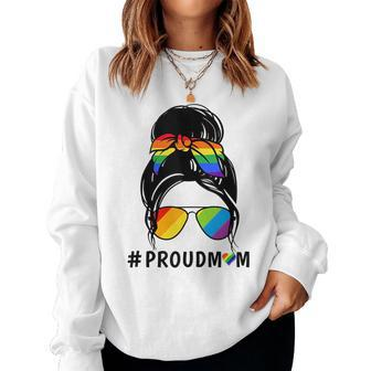 Messy Bun Hair Proud Mom Lgbtq Gay Pride Lgbtq Women Sweatshirt | Mazezy
