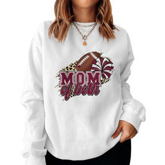 Mom Of Both Football And Cheer Leopard Maroon Women Sweatshirt - Seseable