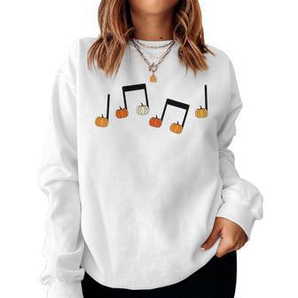 Music Note Pumpkin Fall Music Teacher Halloween Costume Women Sweatshirt | Seseable UK